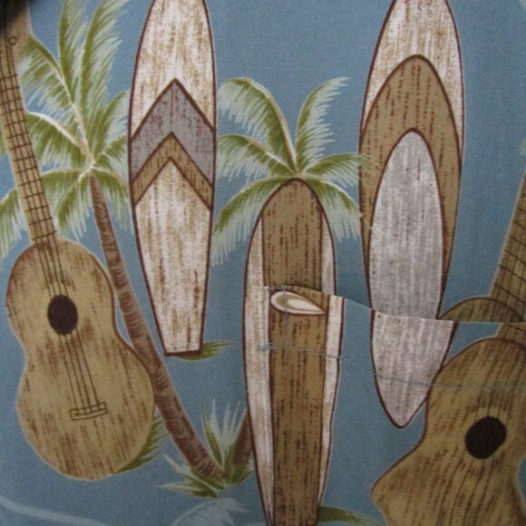 Mens Hawaii Surfboard Coconut Button Front Shirt Tropical Tiki C - Picture 4 of 8